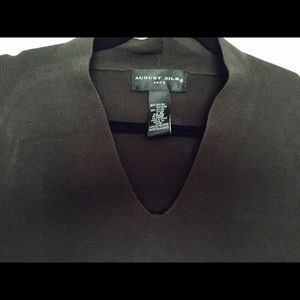 Rayon blend dark brown V-neck blouse