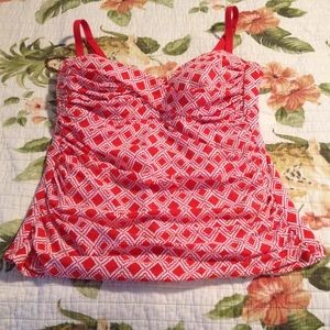 Alex Marie Orange and White Tankini Swimsuit Top