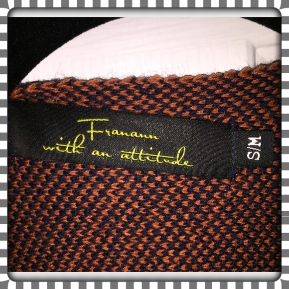 Burnt Orange and Navy Poncho/Kimono - Picture 2 of 4