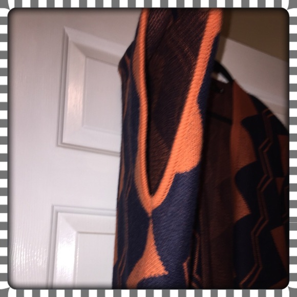 Burnt Orange and Navy Poncho/Kimono - Picture 3 of 4