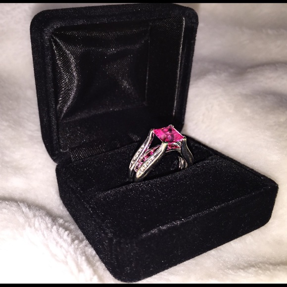 💍*Real White Gold Diamonds & pink sapphire ring💍 - Picture 3 of 4