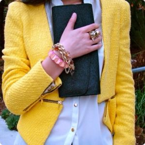 ZARA YELLOW BLAZER JACKET WITH ZIPS SIZE S