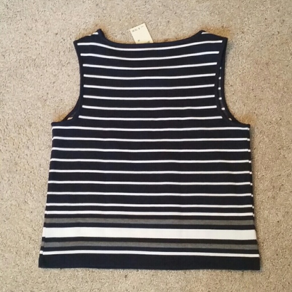 🆕Max Studio Drk Navy Striped Knit Top - Picture 2 of 4