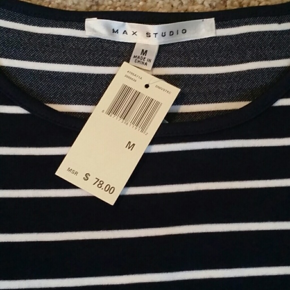 🆕Max Studio Drk Navy Striped Knit Top - Picture 4 of 4