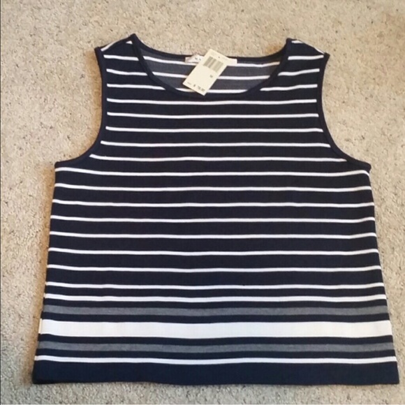 🆕Max Studio Drk Navy Striped Knit Top - Picture 3 of 4