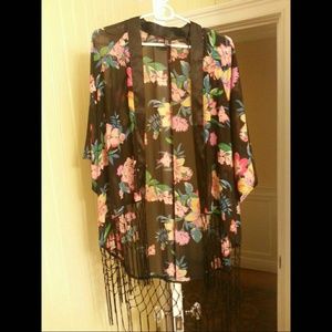 Forever 21 Floral Fringe Kimono