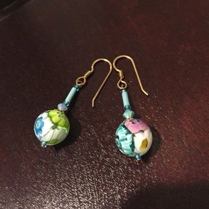 Glass bead drop earrings