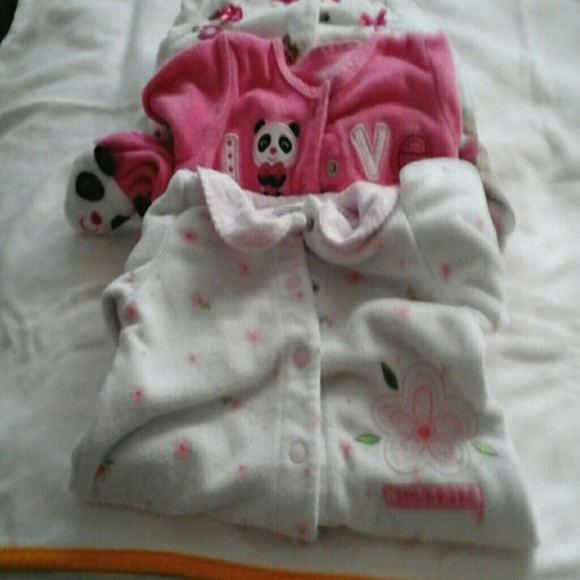 three baby girl pajamas