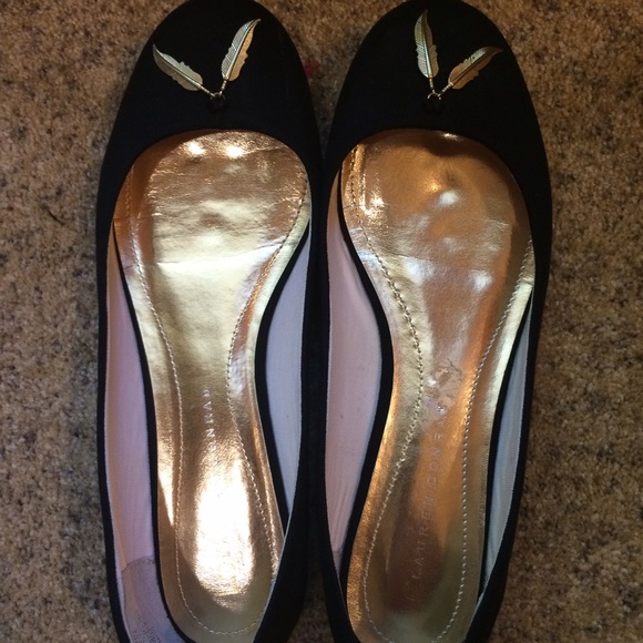 LC Lauren Conrad black flats w/ feather ornaments