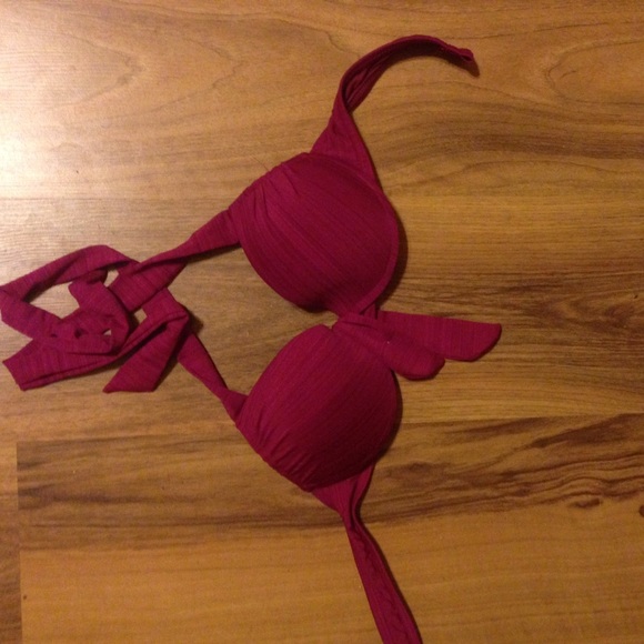 Padded push up swim suit top bikini magenta