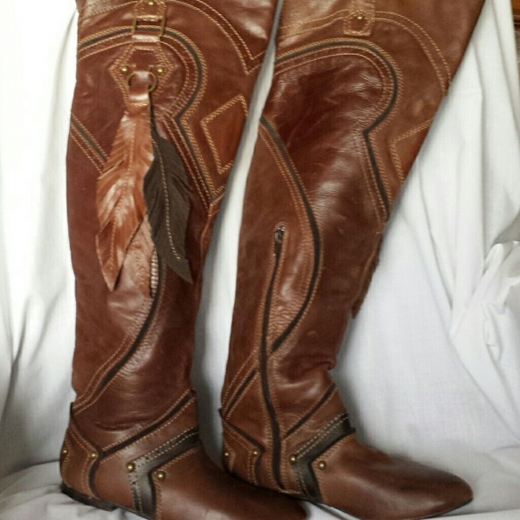 ZIGINY Thigh High Brown Boots 8 M