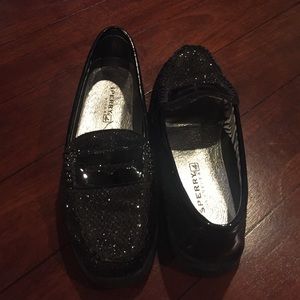 Black sequins Sperrys loafers