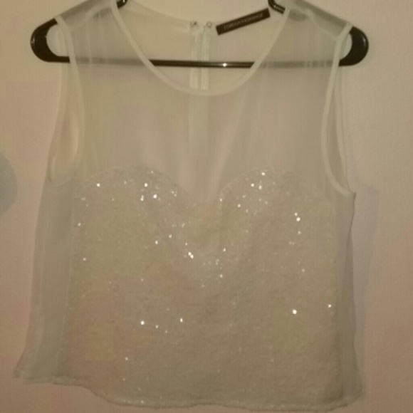 Foreign exchange cream sequin top - Picture 1 of 1