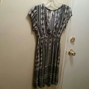 Navy blue and cream summer dress NWOT