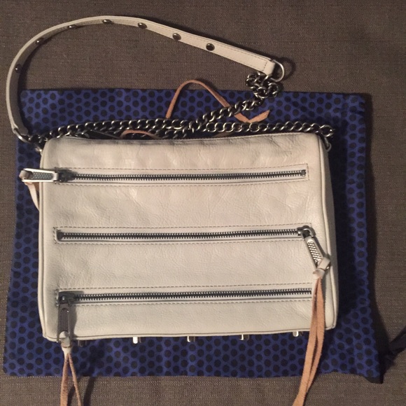 Rebecca Minkoff 5 Zip Clutch/Cross Body Pale Gray