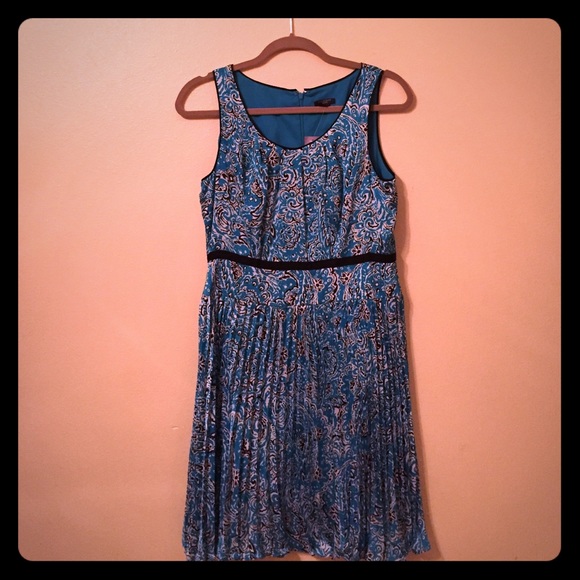 Ann Taylor paisley-print dress with pleated skirt