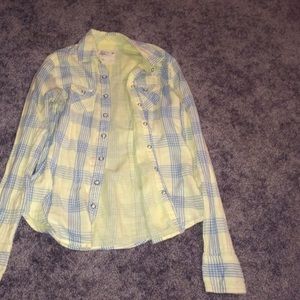 American eagle plaid collared shirt