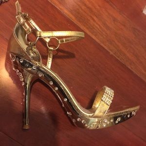Gold high heels