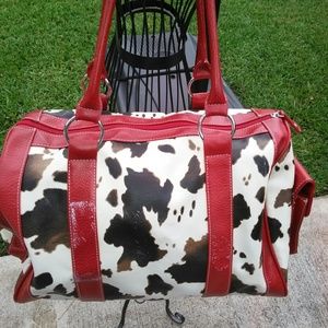 ****Red &White Cow Print Inspired Shoulder Bag****