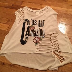 White Ripped Crop Top