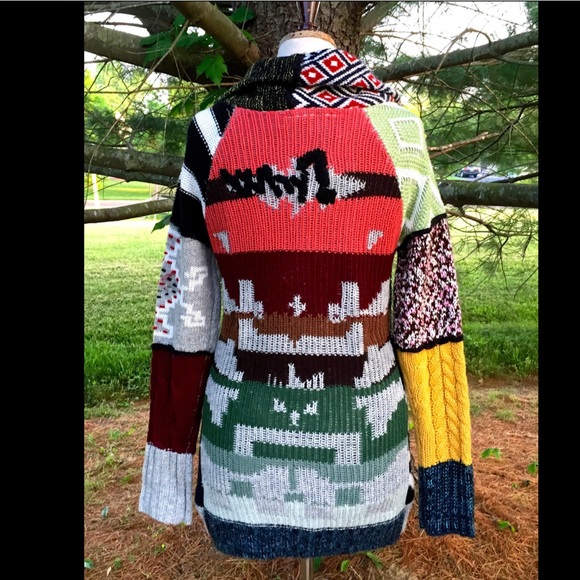 Desigual multi mix zipper Sweater Coat NWT M/38 - Picture 3 of 4