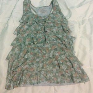 Ruffled floral tank