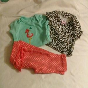 one outfit and one cheetah onesie