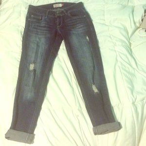 Never been worn dark wash boyfriend jeans