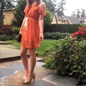 Orange dress with bird detail