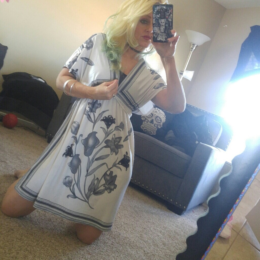 Black and white floral Patterned Dress.
