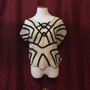 Black & cream short sleeve shirt