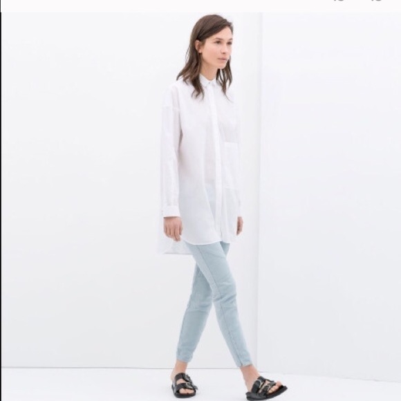 Zara Tops - White oversized poplin shirt