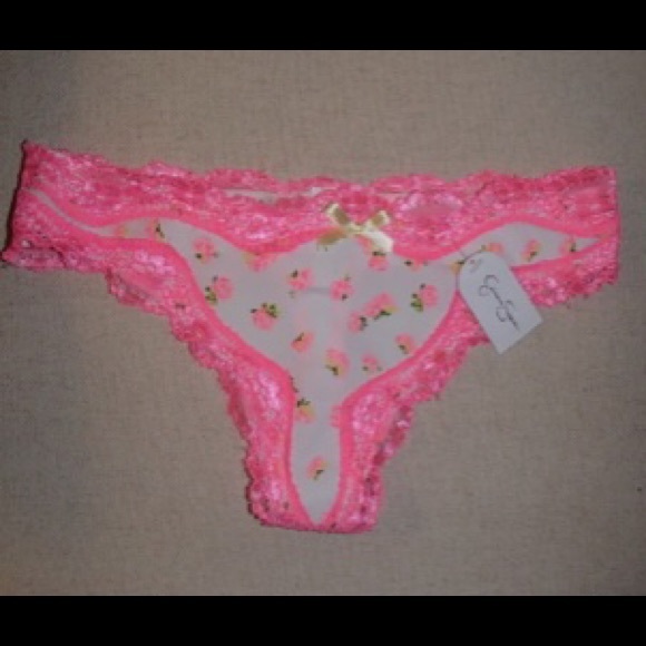 Jessica Simpson white and pink thong. NWT