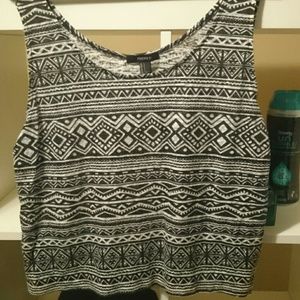 Black and white tribal tank top / crop top