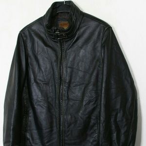 70's  vinage black leather coat