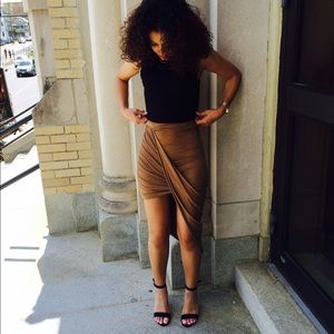 Suede half wrap skirt