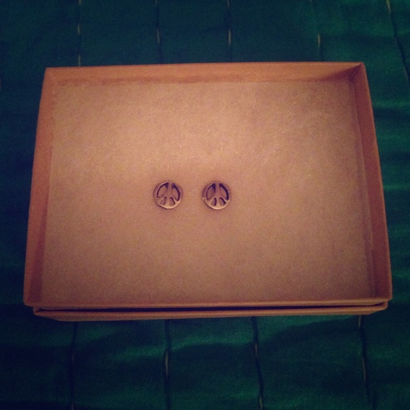 Sterling silver peace sign earrings