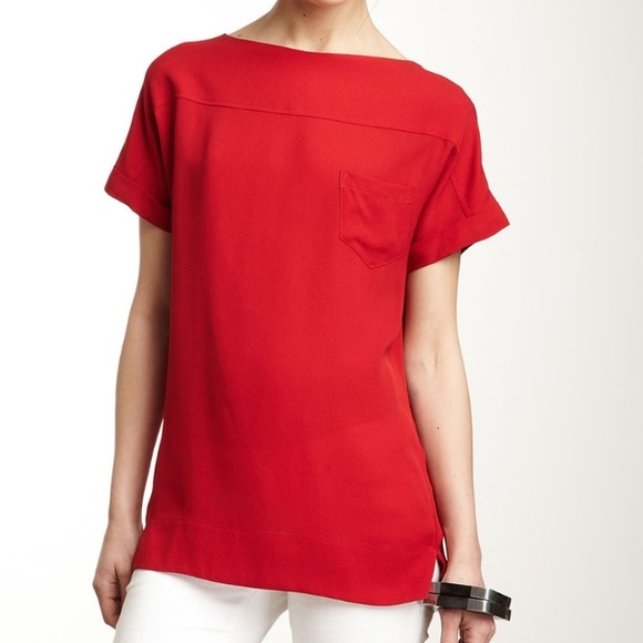 L.A.M.B. Red Silk Top