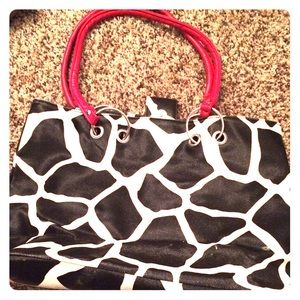 👛👜 black & white purse with red straps