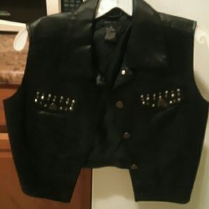 Leather black blazer jacket with spikes