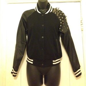 Black Studded Varsity Jacket