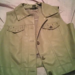 Grey leather jacket with spikes