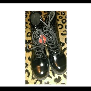 SOLD Shiny punk, goth Combat Boots with Zipper NWT