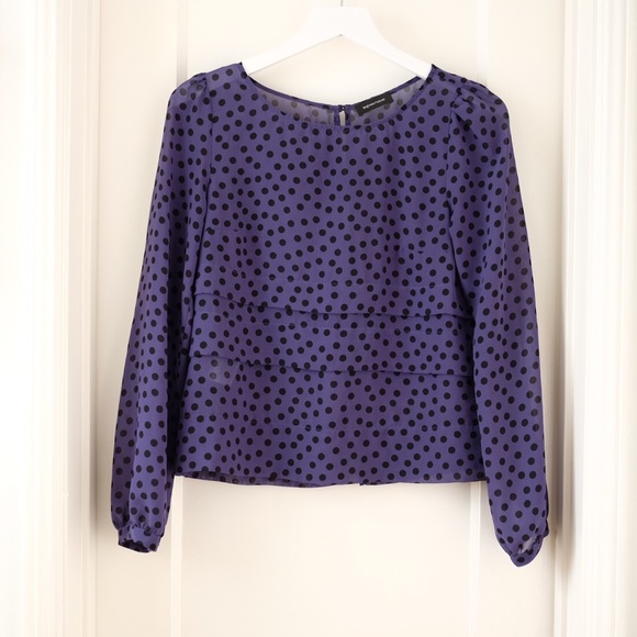 Dotted Chiffon Long Sleeve Blouse