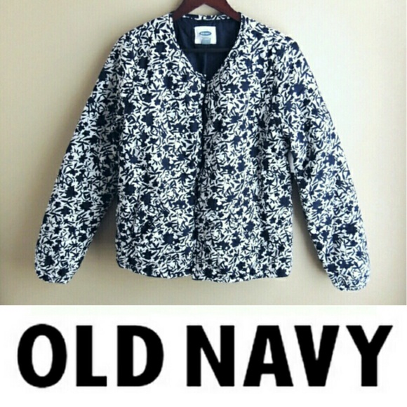 Navy and Cream Quilted Bomber Jacket