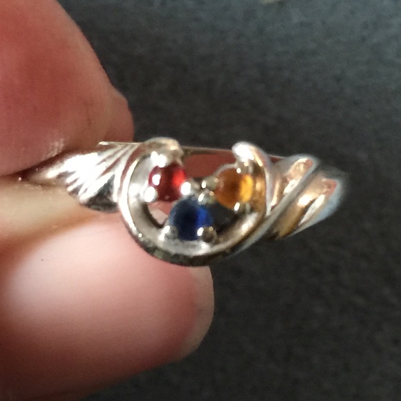 Mothers ring with wedding band 10k white gold