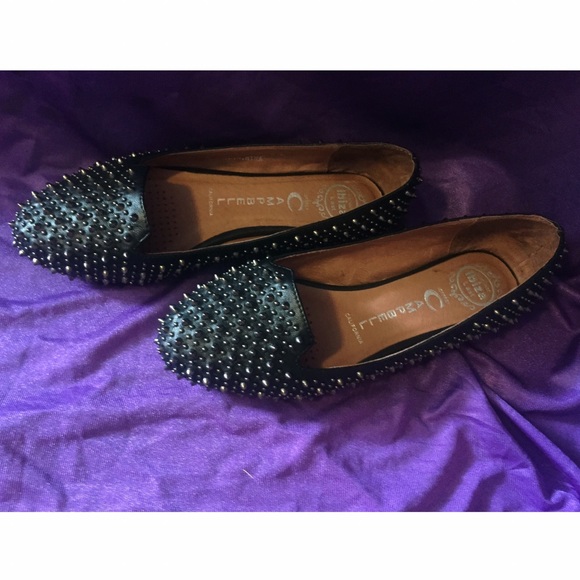 NEW Jeffrey Campbell Black Martini Spike Stud Flat
