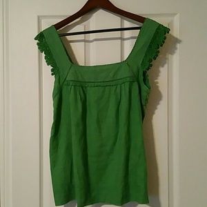 Anthropology green linen shirt (size 8 to 10)