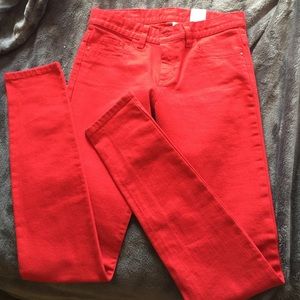 Red skinny jeans
