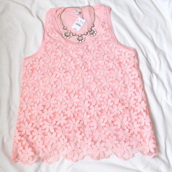 PRICE CUT! ---Floral Crochet overlay Front Top NWT